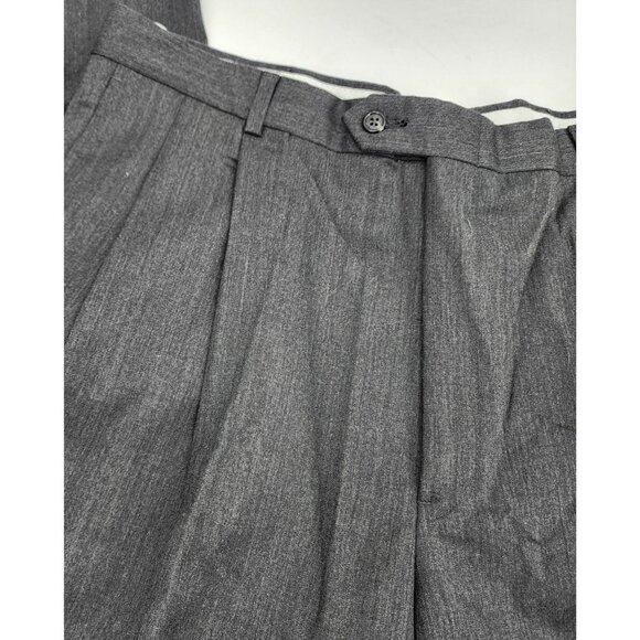 Hart Schaffner Marx Mens 39x37 Gray Wool Cashmere Pleated Unhemmed Trousers - Picture 6 of 7